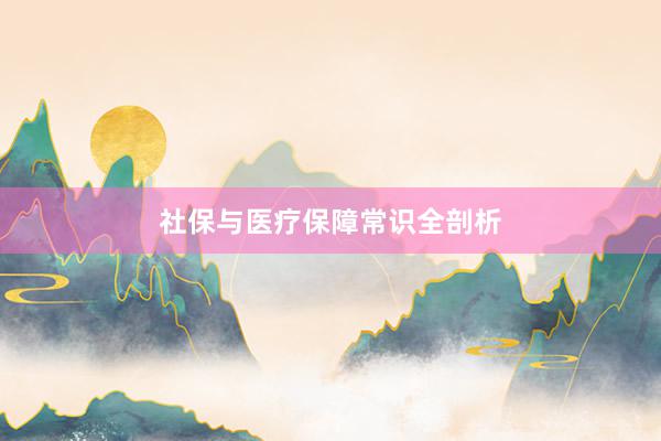 社保与医疗保障常识全剖析